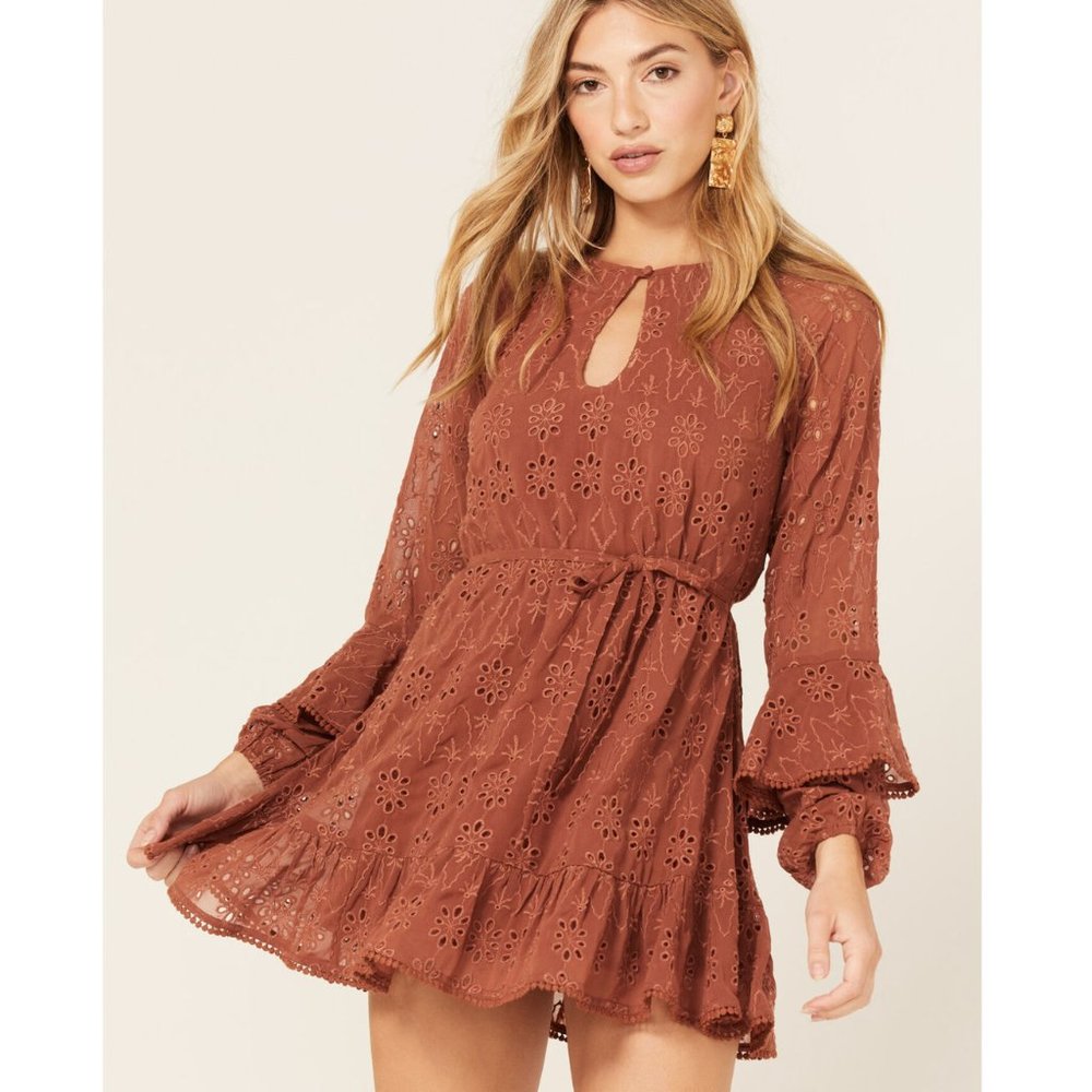NWT XXL Shyanne Brown Lace Boho Western Dress